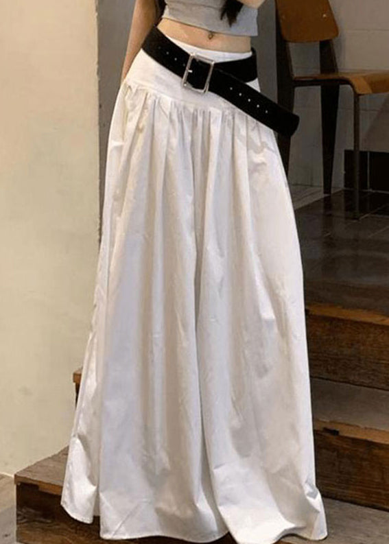 Waist White Solid Fine Skirts Cotton High Summer