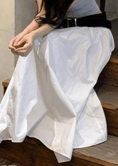 Waist White Solid Fine Skirts Cotton High Summer