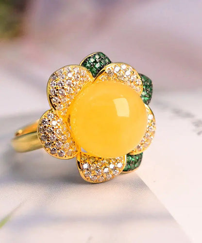 Fine Yellow Sterling Silver Beeswax Zircon Rings Ada Fashion