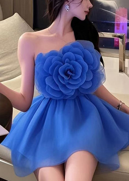 Floral Solid Shoulder Mini Cold Sleeveless Coffee Dresses