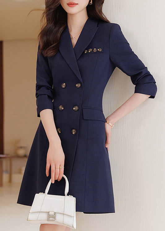 Formal Navy Silm Fit Work Dress Double Breast Spring YJ059