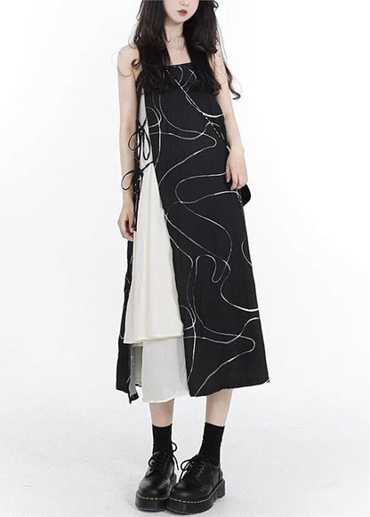 Up Cotton Spaghetti Asymmetrical Lace Black French Patchwork