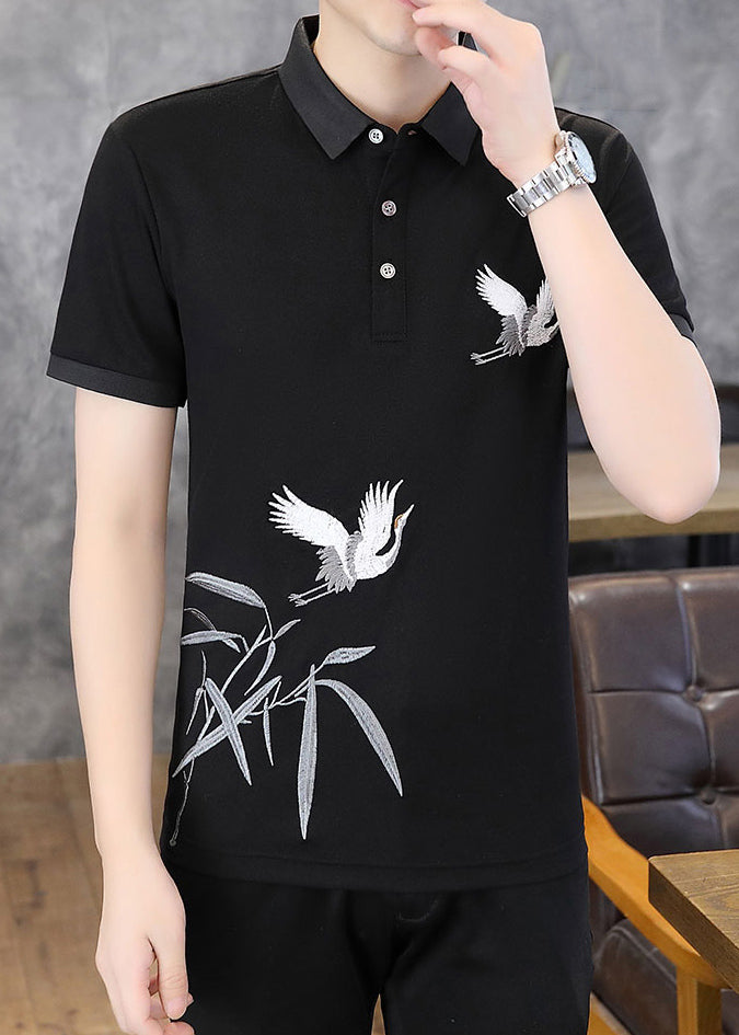 Polo Black Original Design Men Cotton French Shirt Embroideried