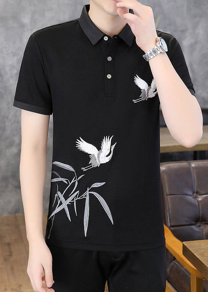 Polo Black Original Design Men Cotton French Shirt Embroideried