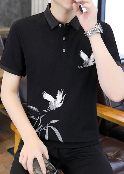 Polo Black Original Design Men Cotton French Shirt Embroideried