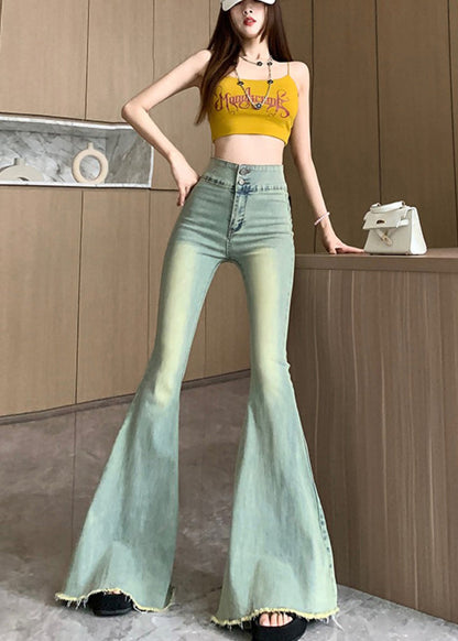 French Blue High Waist Denim Bell-bottom Trousers Spring YP028