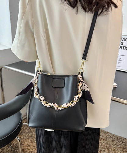 Bucket French Green Calf Linked Chain Bag Leather