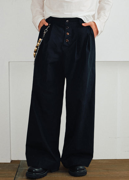 Button Khaki Mens Pockets Summer French Pants Solid Cotton