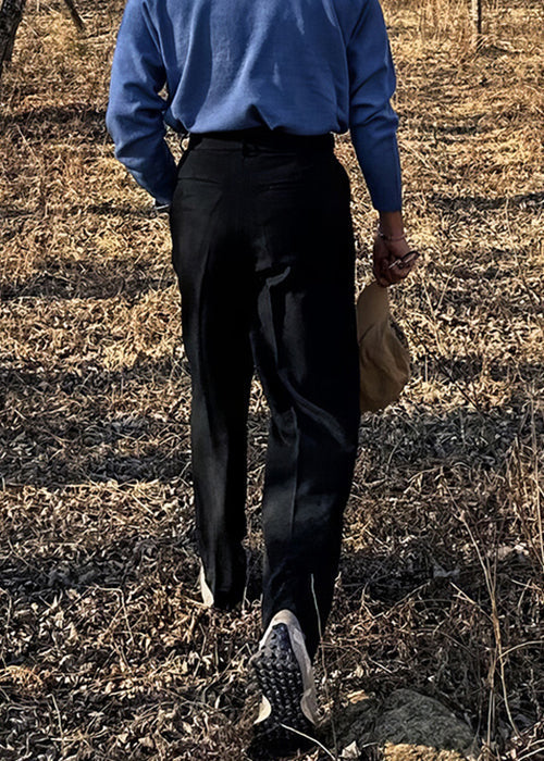 Pockets Solid Pants Fall Waist French High Khaki Mens Spandex