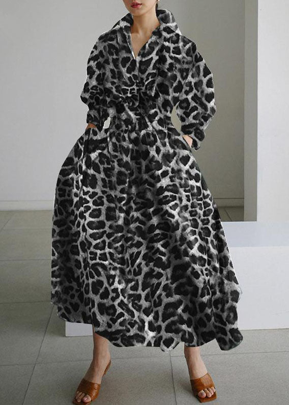 Holiday Cotton Dresses Spring Print Hem Large Exra Leopard French