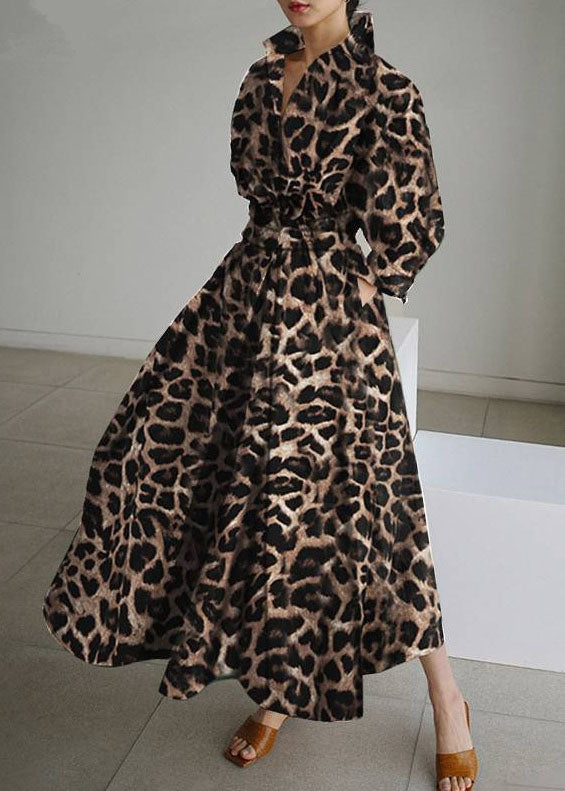 Exra Print French Hem Leopard Cotton Spring Dresses Holiday Large