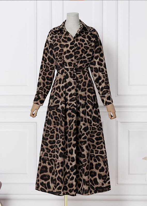 Exra Print French Hem Leopard Cotton Spring Dresses Holiday Large