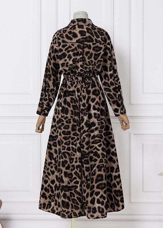 Holiday Cotton Dresses Spring Print Hem Large Exra Leopard French