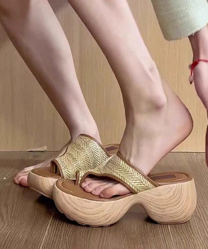 Brown French Sandals Light Slide Flops Flip Platform