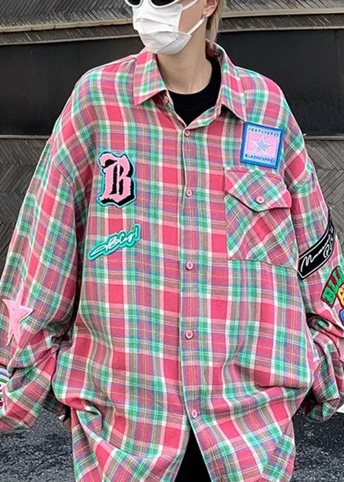 Navy Pockets Plaid Men Spring Shirt French Cotton