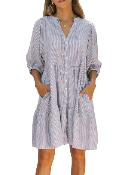 Pan Striped Shirts French Pink Dress Collar Sleeve Mid Half Peter