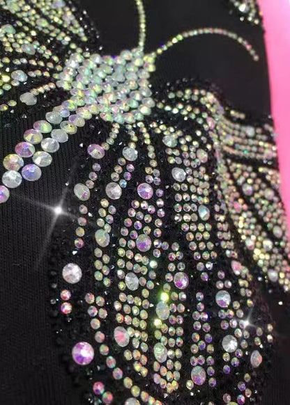 Fall French Pants Zircon Cotton Pink Butterfly