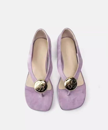 Purple Suede Flip French Wedge Splicing Flops