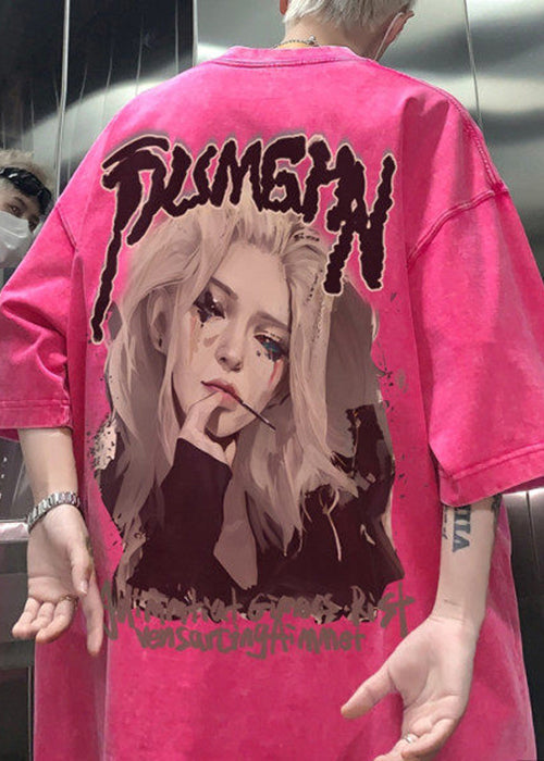 Letter Oversized Cotton T Shirts Rose Summer Belle French Mens