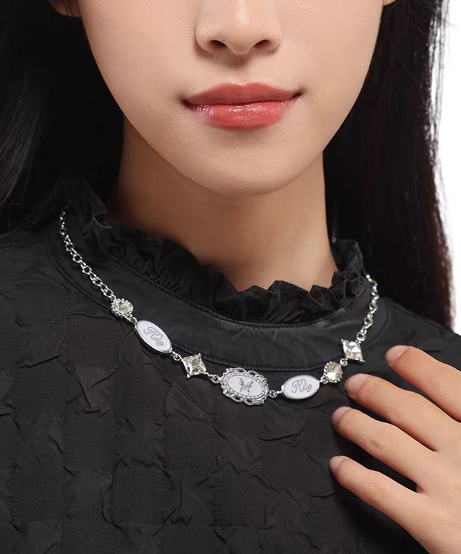 Princess Drip Alloy Glaze French Silk Butterfly Necklace