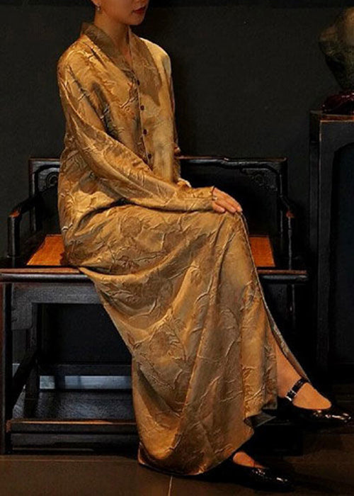 Button Silk Neck Shirts Print Dresses V Fall French