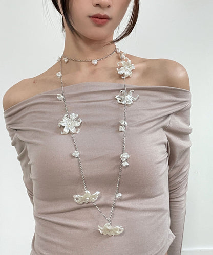 Body White Pearl Floral Alloy Chain French