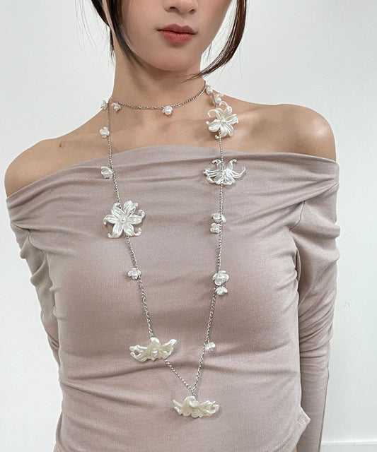 Body White Pearl Floral Alloy Chain French