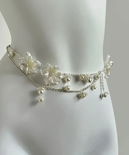 Body White Pearl Floral Alloy Chain French