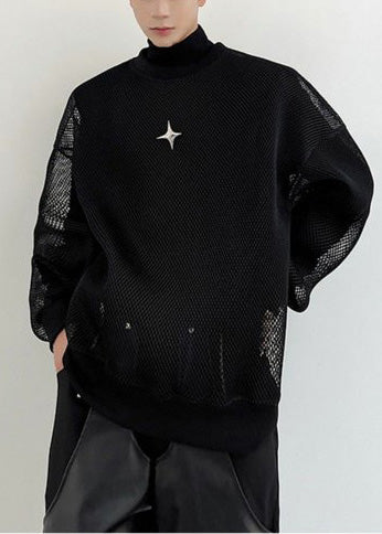 White Tulle Oversized Moisture Men Hollow French Wicking Out