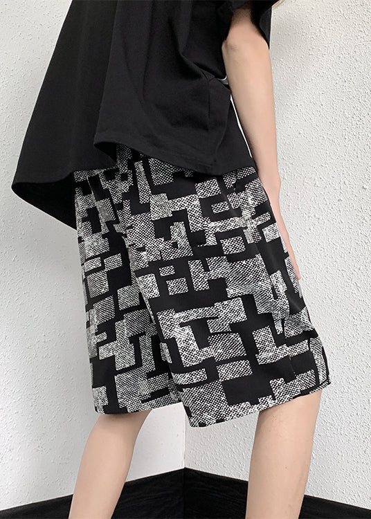 Men Summer Lace Cotton French Plaid Up White Shorts