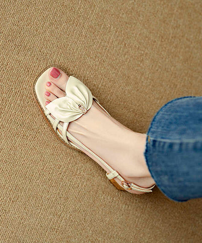 French Yellow Bow Hollow Out Chunky Sandals Peep AP1048