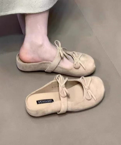 Bow Splicing Sandals French Yellow Slide Wedge