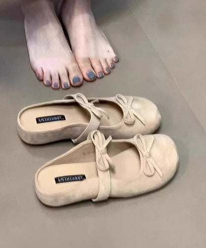 Bow Splicing Sandals French Yellow Slide Wedge