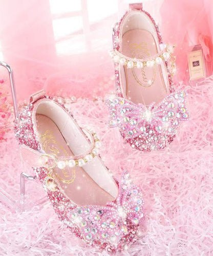 Shoes Strap Girl Nail Buckle Crystal Pink Baby Chic Bead Princess