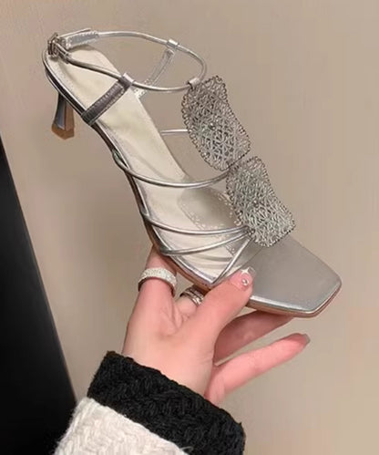 Gold Sandals High Heel Faux Leather Women Splicing Peep Toe LL005