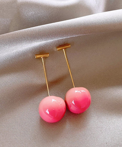 Earrings Drop Cherry Gradient Color Copper Alloy Pink