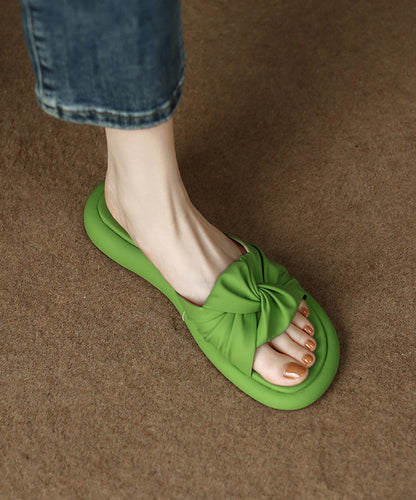 Toe Green Slide Sandals Splicing Leather Peep Beautiful Faux