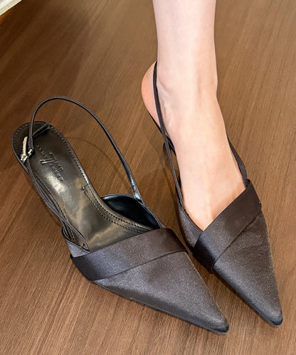 Toe Pointed Classy Satin Green Sandals High Splicing Heel