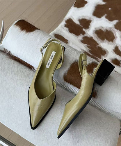 Chunky Splicing Faux Sandals Leather Toe Pointed Green