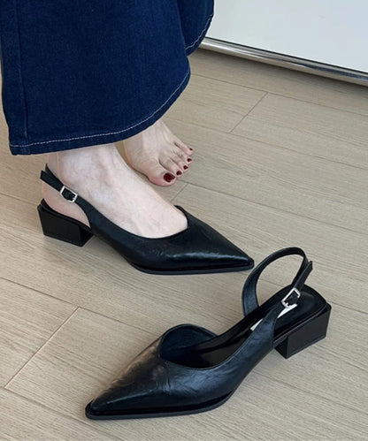 Chunky Splicing Faux Sandals Leather Toe Pointed Green