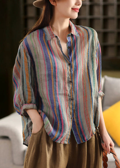 Collar Fall Peter Green Shirt Stripe Pan Linen Button