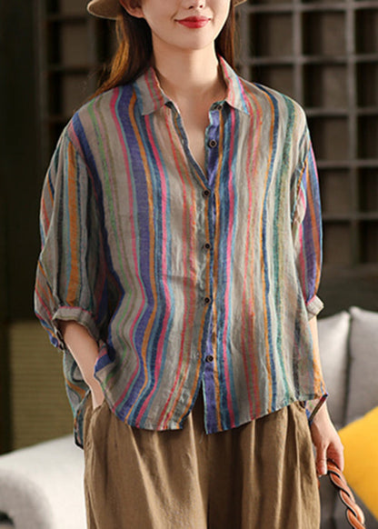 Collar Fall Peter Green Shirt Stripe Pan Linen Button