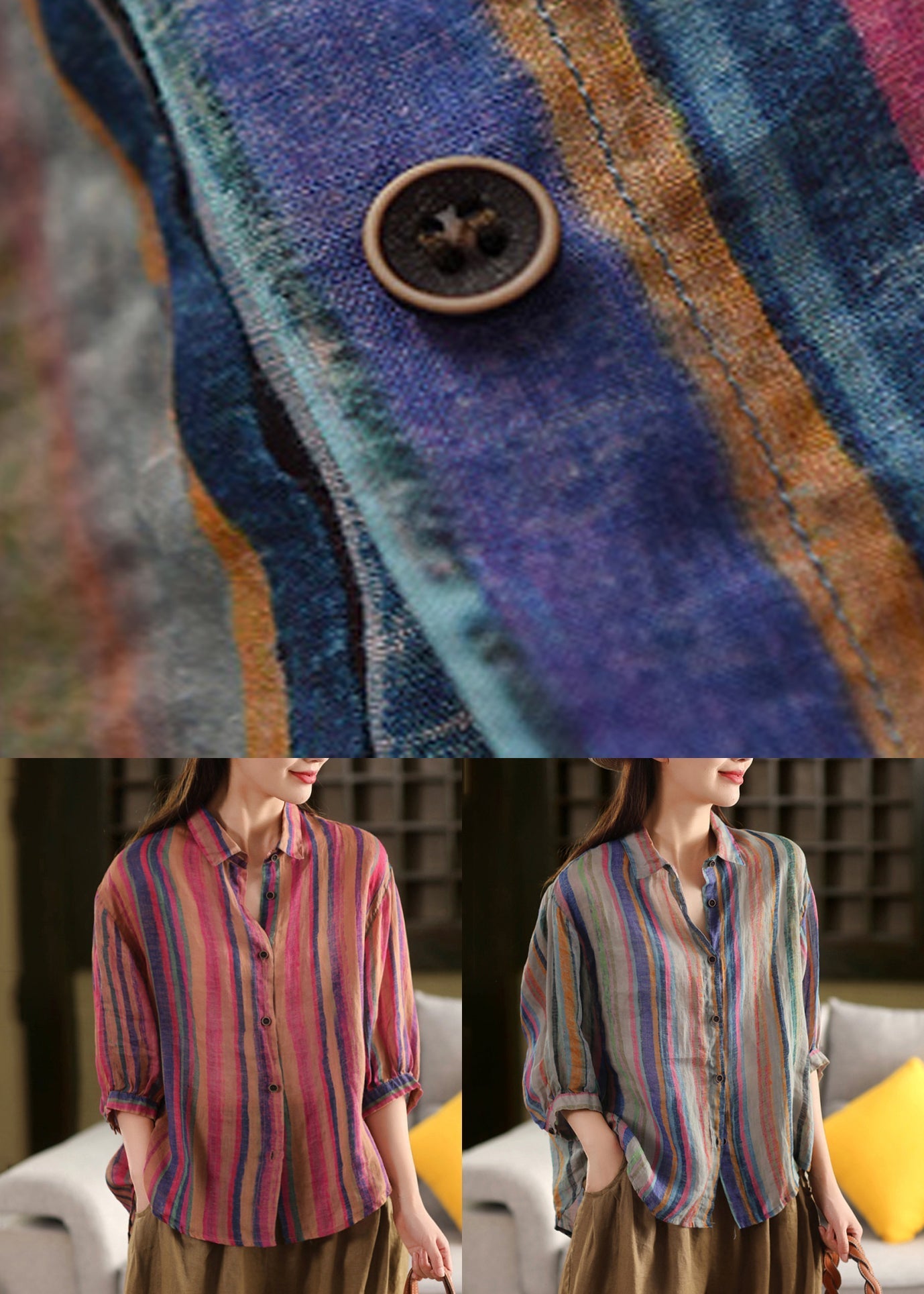 Collar Fall Peter Green Shirt Stripe Pan Linen Button