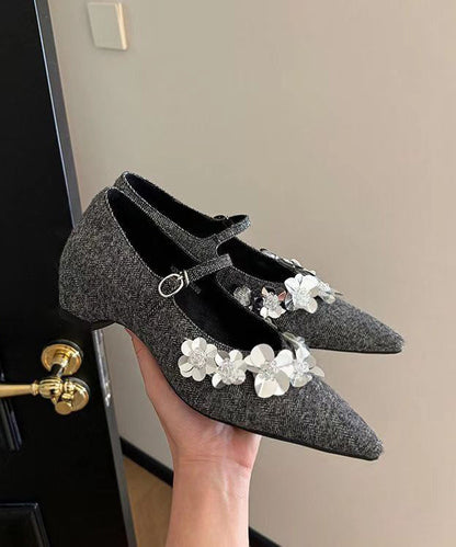 Splicing Cotton Grey Buckle Fabric Chunky Floral Stylish Strap