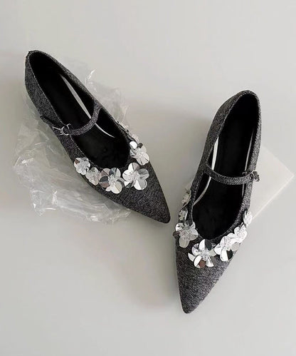 Splicing Cotton Grey Buckle Fabric Chunky Floral Stylish Strap