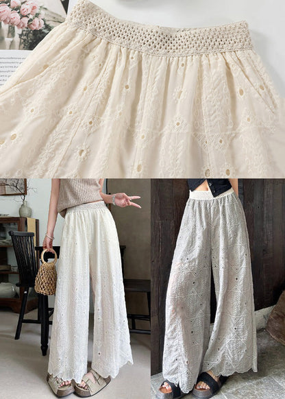 Trousers Grey Embroidered Out Summer Hollow Pants Straight