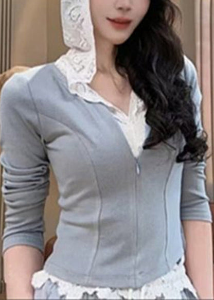 Grey Pants Set Pieces Sweatshirt And Zippered Women Two Hooded