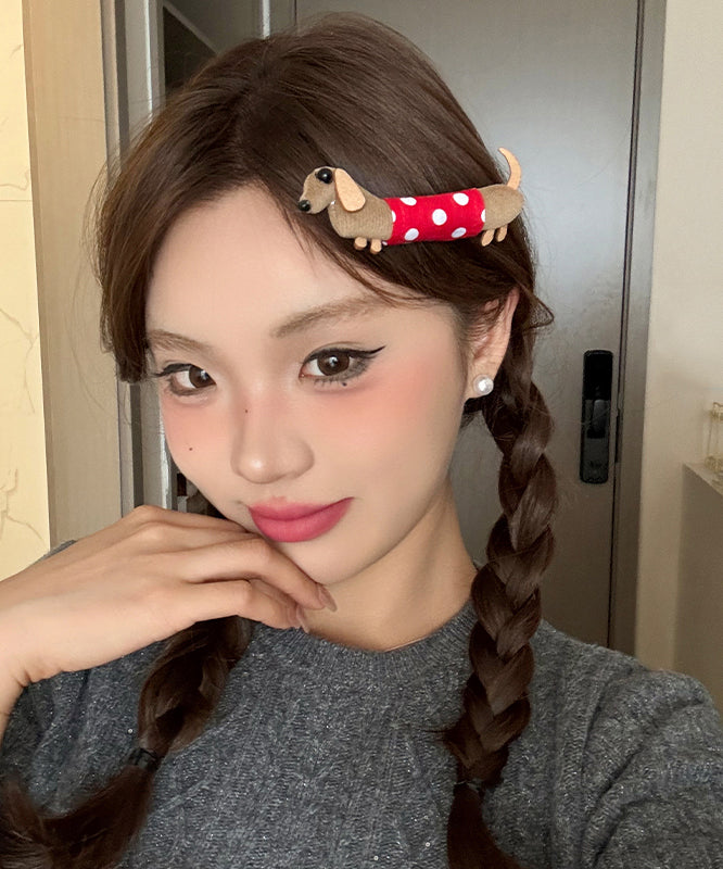 Blue Cloth Handmade Hairpin Dot Dachshund