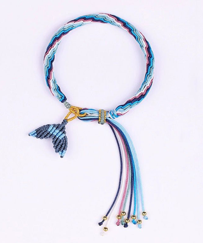Fish Tail Weaving Rope Charm Tassel Handmade Colorful Blue