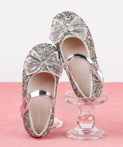 Shoes Girls Champagne Buckle Bow Flat Handmade Strap Zircon
